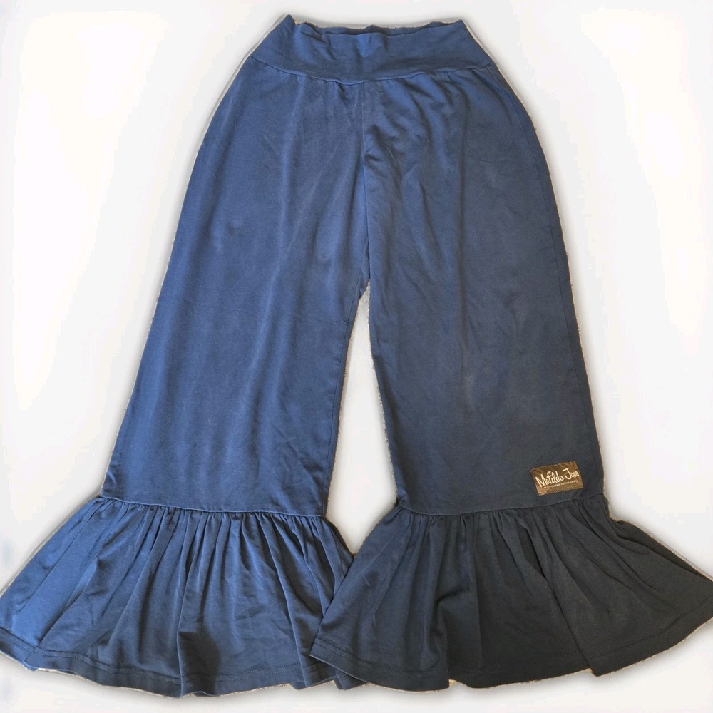 Matilda Jane Womens M Ruffle Crops Cropped Navy Blue Pull On Puffy